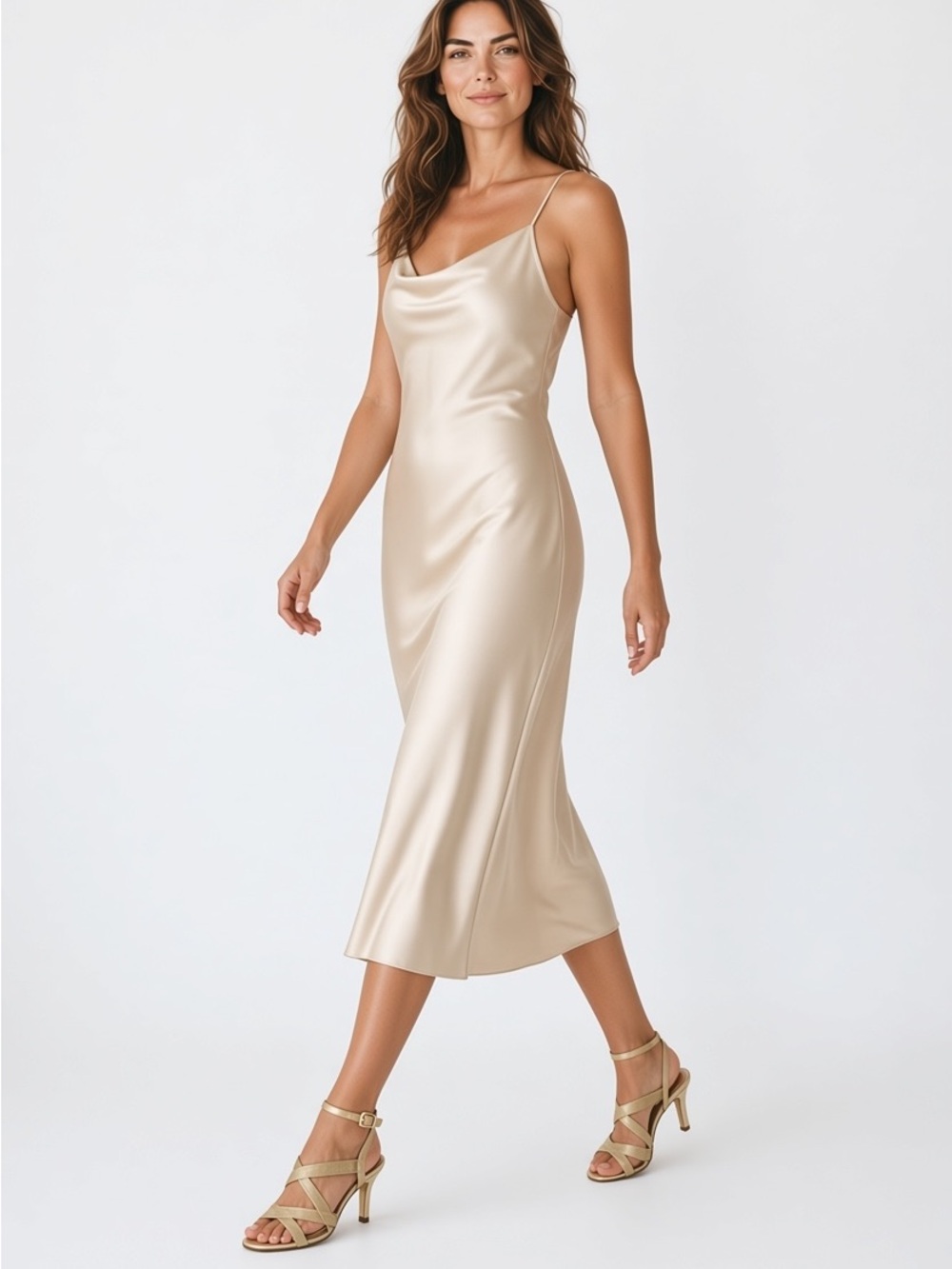 BROWN’S CRISSCROSS ELASTICIZED GOLD SANDALS S 8